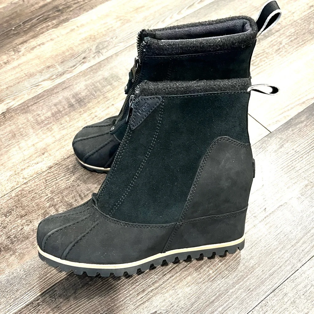 UGG Black Wedge Winter Boots - Picture 3 of 11